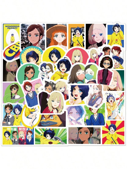 50PCS Art Illustration Popular Creative Cartoon Cute Anime Characters Strange Egg Thing Decorative Style Graffiti Stickers Personality Fashion Creative DIY Exquisite Decorative Decals For Cups, Helmets, Skateboards Popular Stickers Toys