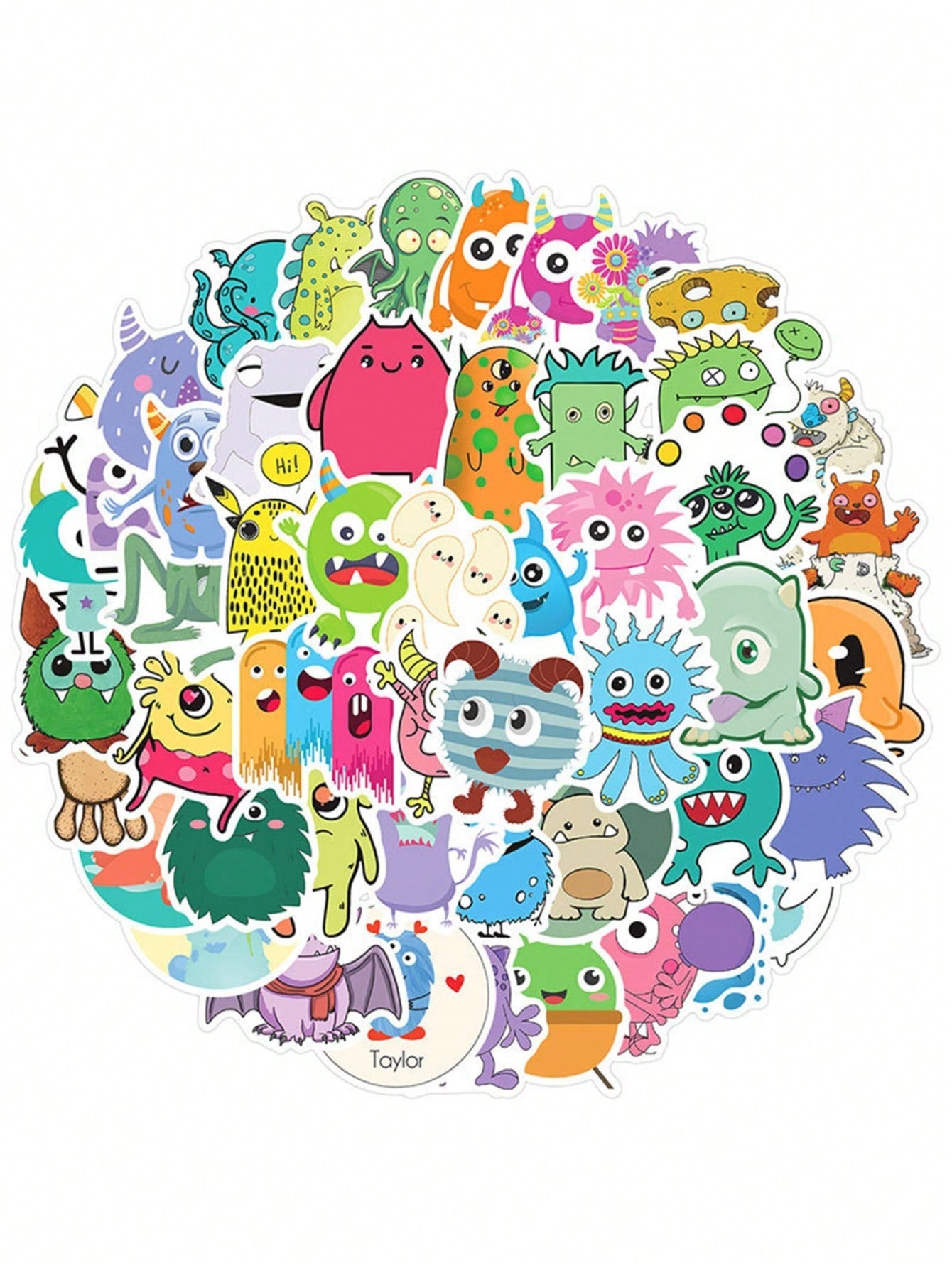 50PCS Art Illustration Popular Creative Cartoon Cute Little Monster Decorative Style Graffiti Stickers Personality Fashion Creative Trend DIY Exquisite Decorative Decals for Cups, Helmets, Skateboards Popular Stickers Toys