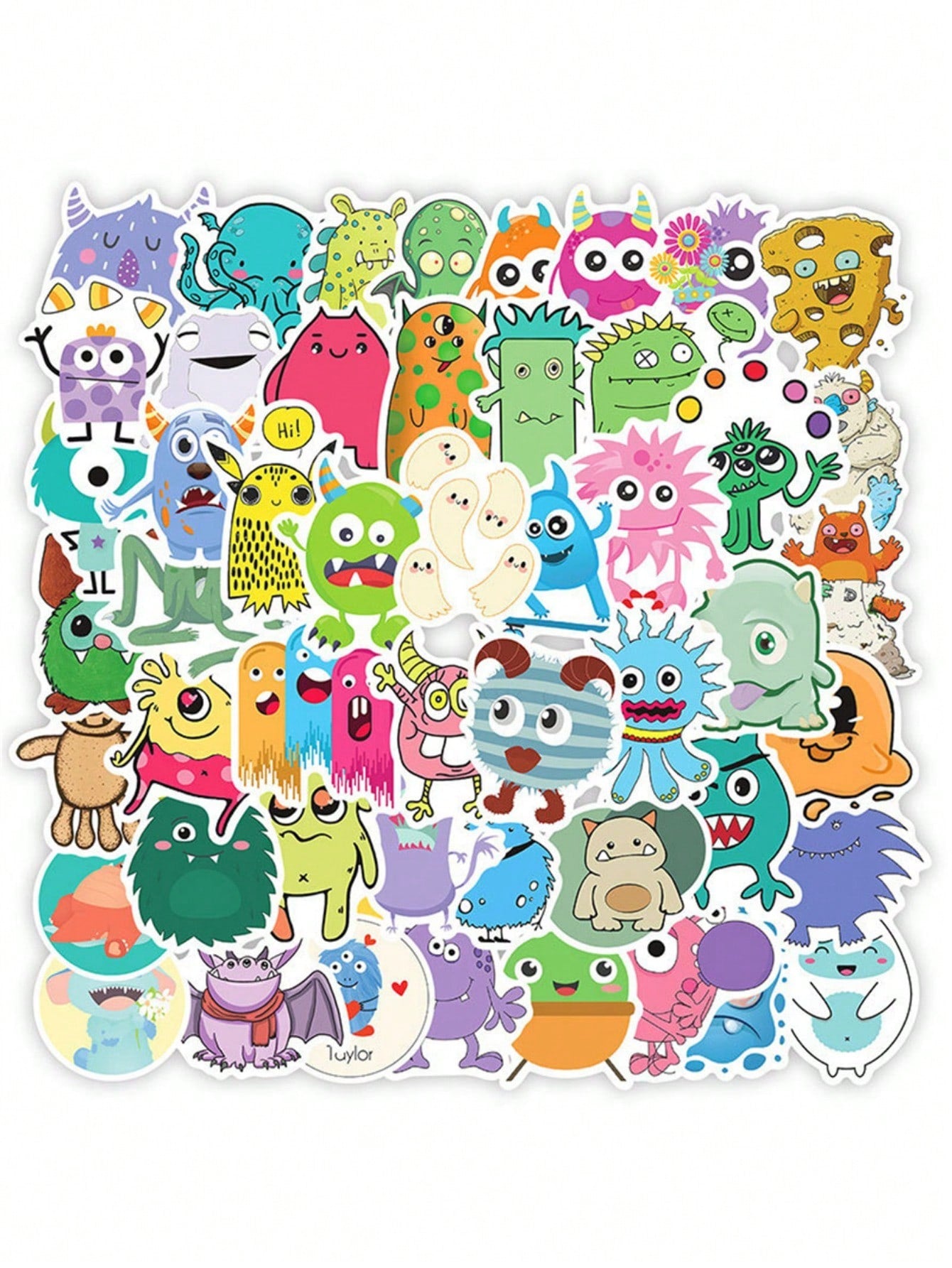 50PCS Art Illustration Popular Creative Cartoon Cute Little Monster Decorative Style Graffiti Stickers Personality Fashion Creative Trend DIY Exquisite Decorative Decals for Cups, Helmets, Skateboards Popular Stickers Toys