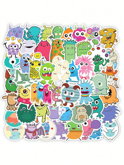 50PCS Art Illustration Popular Creative Cartoon Cute Little Monster Decorative Style Graffiti Stickers Personality Fashion Creative Trend DIY Exquisite Decorative Decals for Cups, Helmets, Skateboards Popular Stickers Toys
