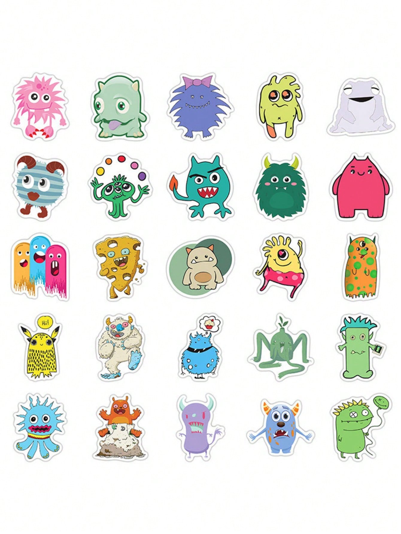 50PCS Art Illustration Popular Creative Cartoon Cute Little Monster Decorative Style Graffiti Stickers Personality Fashion Creative Trend DIY Exquisite Decorative Decals for Cups, Helmets, Skateboards Popular Stickers Toys