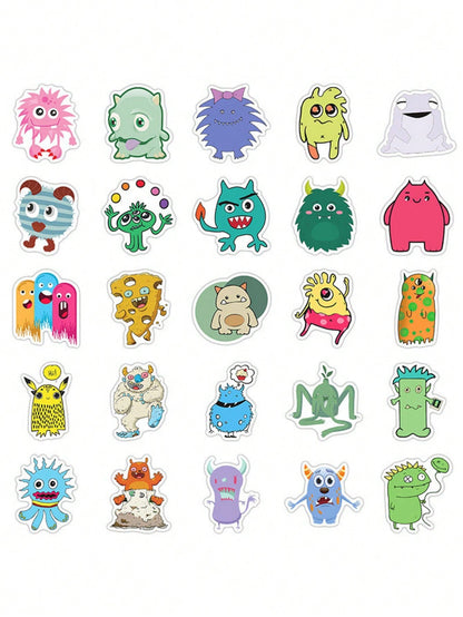 50PCS Art Illustration Popular Creative Cartoon Cute Little Monster Decorative Style Graffiti Stickers Personality Fashion Creative Trend DIY Exquisite Decorative Decals for Cups, Helmets, Skateboards Popular Stickers Toys