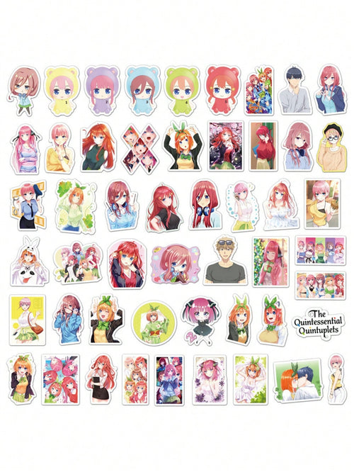 50PCS Art Illustration Popular Creative Cartoon Anime American Girl Characters Five Han Mai Decorative Style Graffiti Stickers Personalised Fashion Creative DIY Exquisite Decorative Decals For Cups, Helmets, Skateboards Popular Stickers Toys