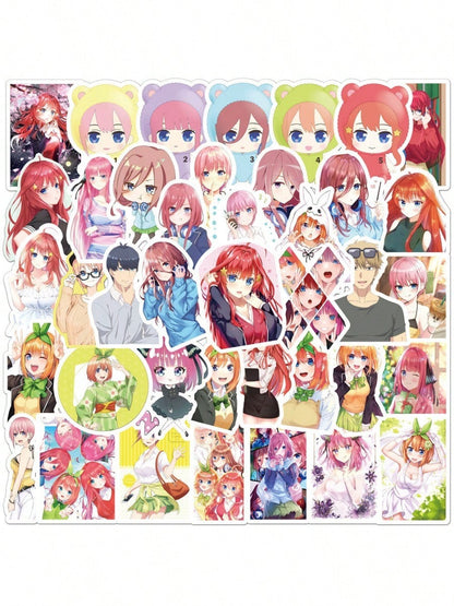 50PCS Art Illustration Popular Creative Cartoon Anime American Girl Characters Five Han Mai Decorative Style Graffiti Stickers Personalised Fashion Creative DIY Exquisite Decorative Decals For Cups, Helmets, Skateboards Popular Stickers Toys