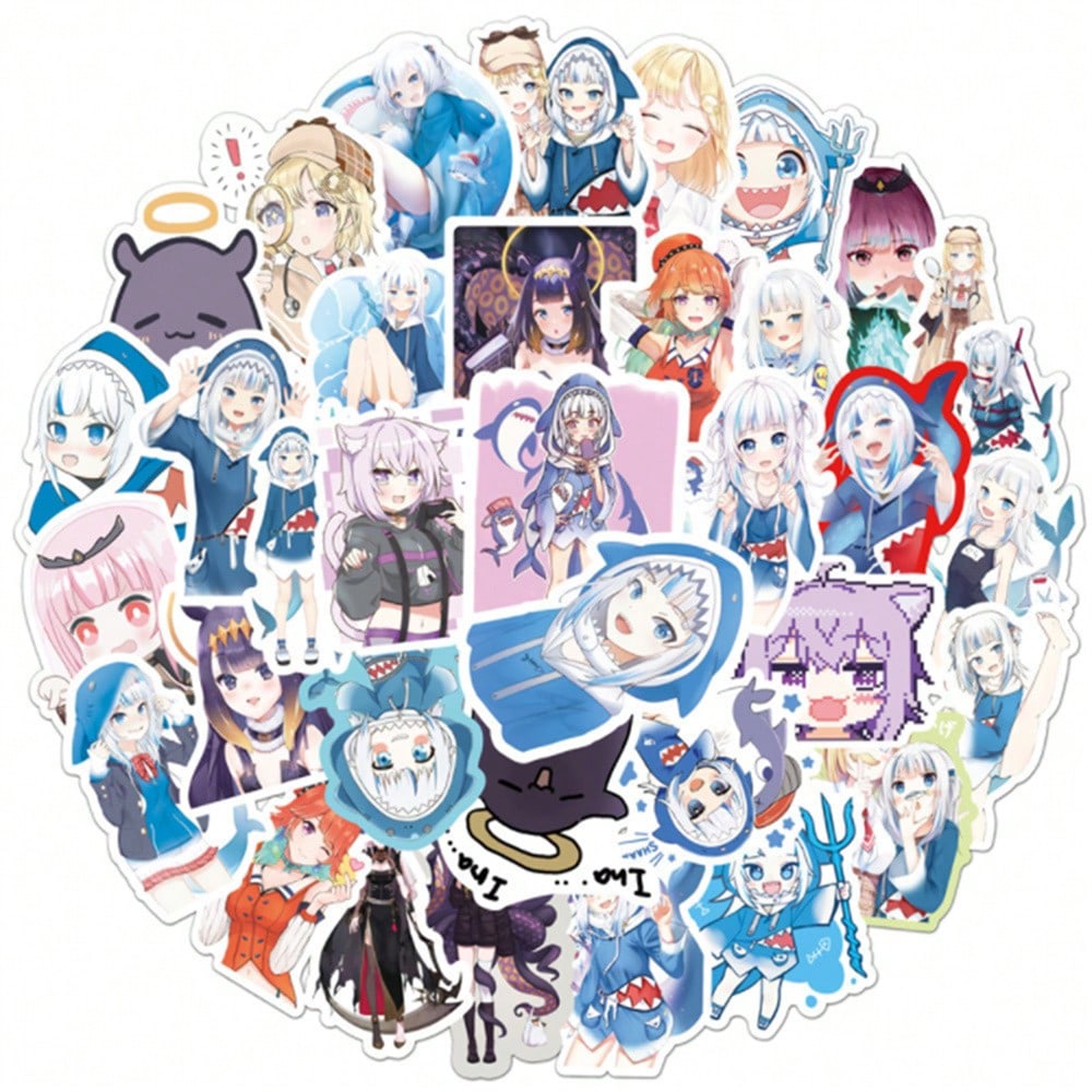 50PCS Art Illustration Popular Creative Cartoon Anime American Girl Characters GaruGula Decorative Style Graffiti Stickers Personality Fashion Creative Trend DIY Exquisite Decorative Decals for Cups, Helmets, Skateboards Popular Stickers Toys