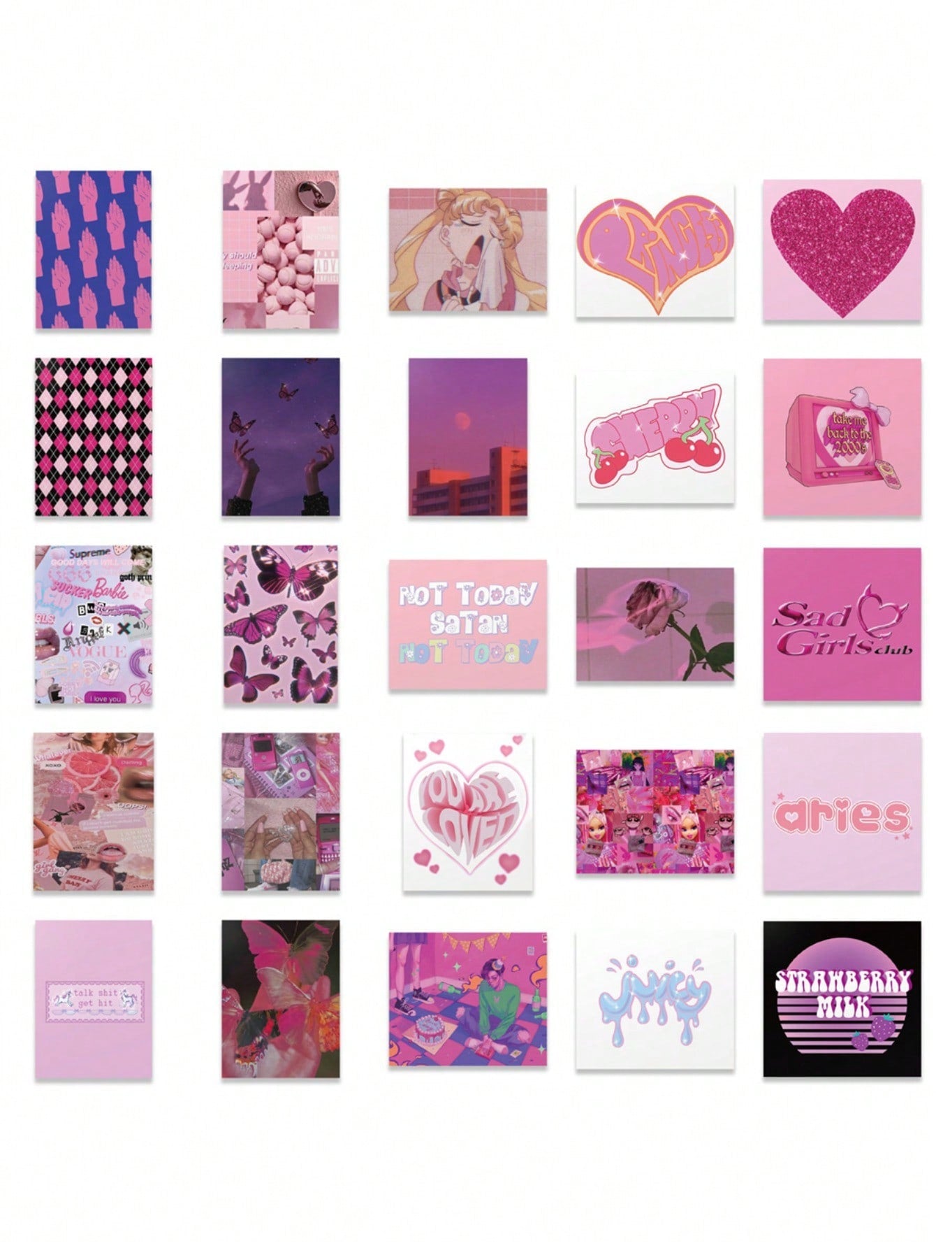 50PCS Art Illustration Popular Creative Cartoon Anime Pink Girl Cute Teenage Girl Decorative Style Graffiti Stickers Personality Fashion Creative Trend DIY Exquisite Decorative Decals for Cups, Helmets, Skateboards Popular Stickers Toys
