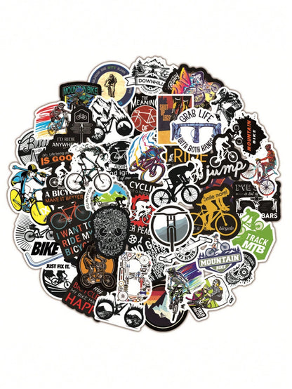 50PCS Art Illustration Popular Creative Cartoon Black Outdoor Mountain Off-Road Decoration Style Graffiti Stickers Personality Fashion Creative DIY Exquisite Decorative Decals For Cups, Helmets, Skateboards Popular Stickers Toys