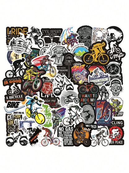 50PCS Art Illustration Popular Creative Cartoon Black Outdoor Mountain Off-Road Decoration Style Graffiti Stickers Personality Fashion Creative DIY Exquisite Decorative Decals For Cups, Helmets, Skateboards Popular Stickers Toys