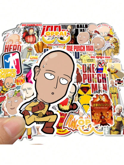 50PCS Art Illustration Popular Creative Cartoon Japanese Anime Characters One Punch Decorative Style Graffiti Stickers Personality Fashion Creative Trend DIY Exquisite Decorative Decals for Cups, Helmets, Skateboards Popular Stickers Toys
