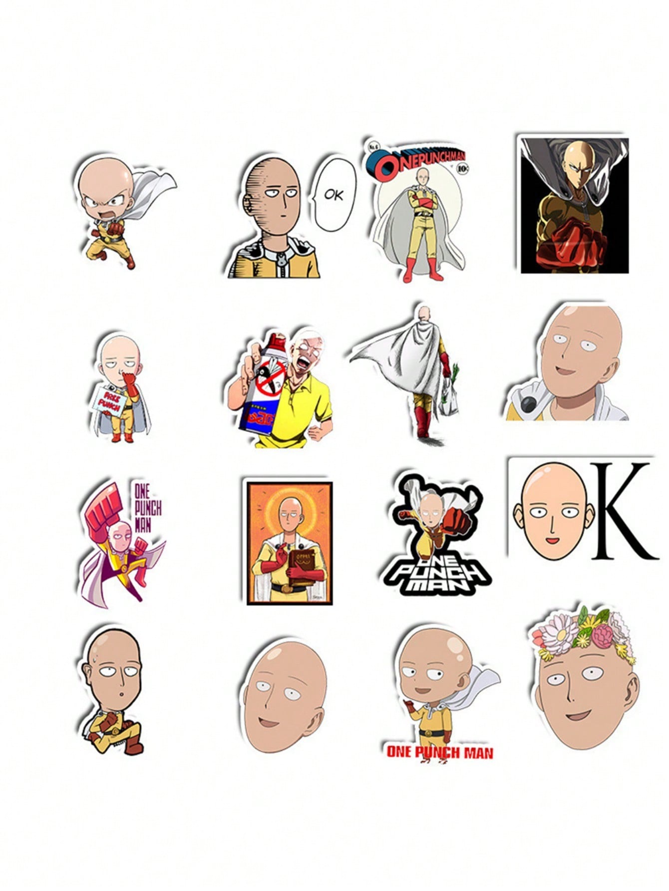 50PCS Art Illustration Popular Creative Cartoon Japanese Anime Characters One Punch Decorative Style Graffiti Stickers Personality Fashion Creative Trend DIY Exquisite Decorative Decals for Cups, Helmets, Skateboards Popular Stickers Toys