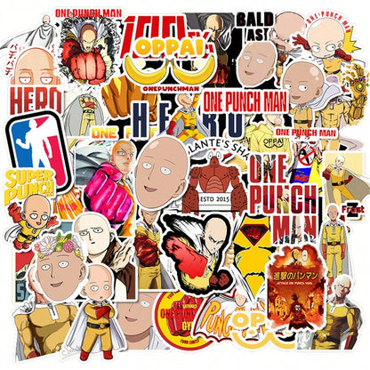 50PCS Art Illustration Popular Creative Cartoon Japanese Anime Characters One Punch Decorative Style Graffiti Stickers Personality Fashion Creative Trend DIY Exquisite Decorative Decals for Cups, Helmets, Skateboards Popular Stickers Toys