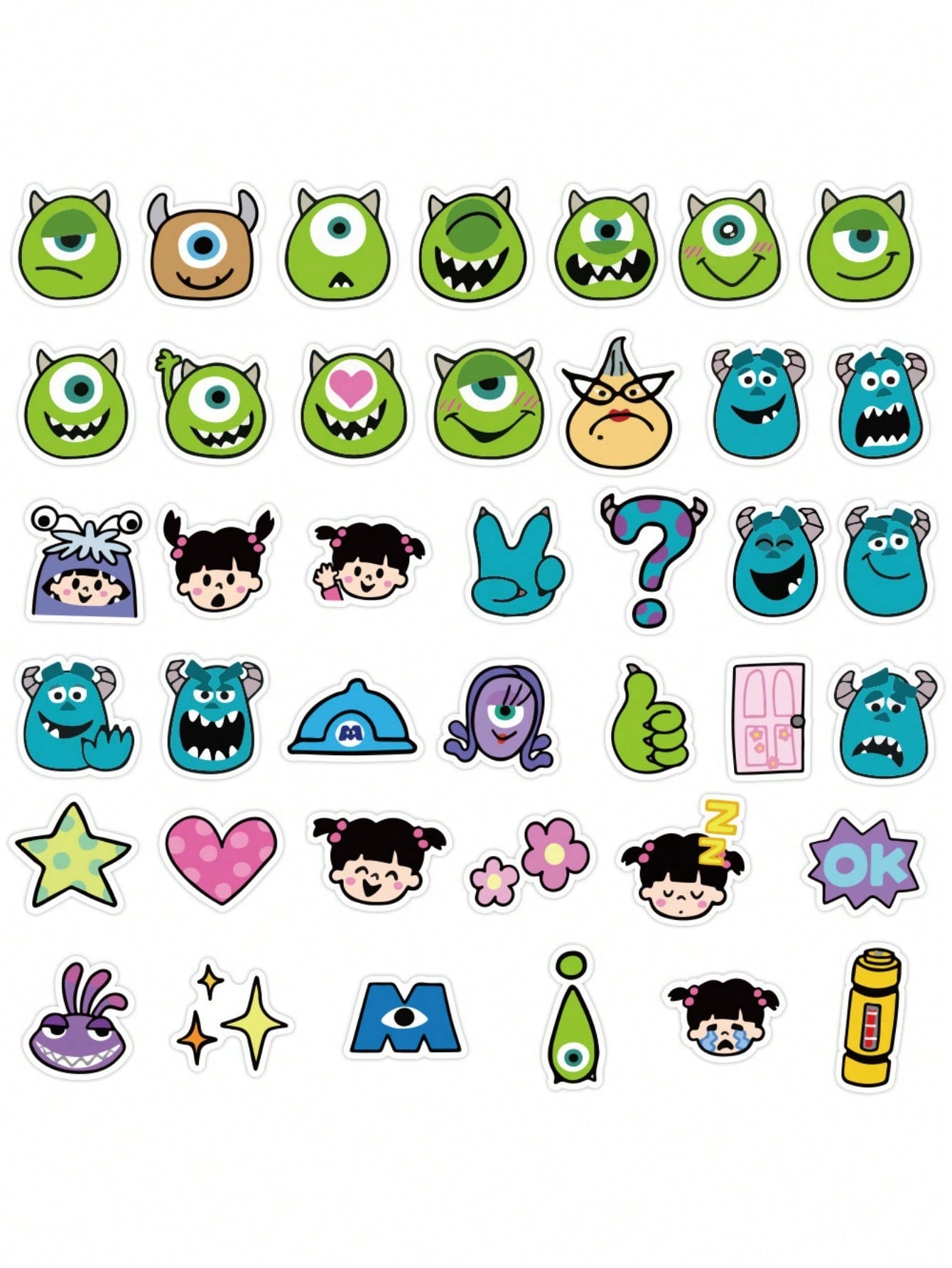 50PCS Art Illustration Popular Creative Cartoon Monster Power Company Decorative Style Graffiti Stickers Personality Fashion Creative Trend DIY Exquisite Decorative Decals for Cups, Helmets, Skateboards Popular Stickers Toys
