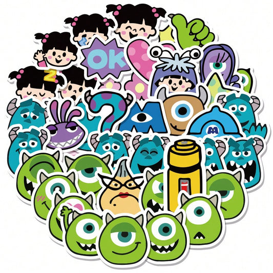 50PCS Art Illustration Popular Creative Cartoon Monster Power Company Decorative Style Graffiti Stickers Personality Fashion Creative Trend DIY Exquisite Decorative Decals for Cups, Helmets, Skateboards Popular Stickers Toys