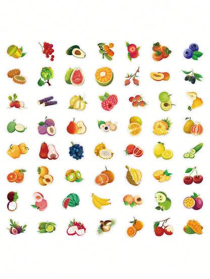 100PCS of various cartoon summer fruit and vegetable decorative style graffiti stickers, personalized, fashionable, creative and trendy DIY exquisite decorative decal cups, helmets, skateboard popular sticker toys