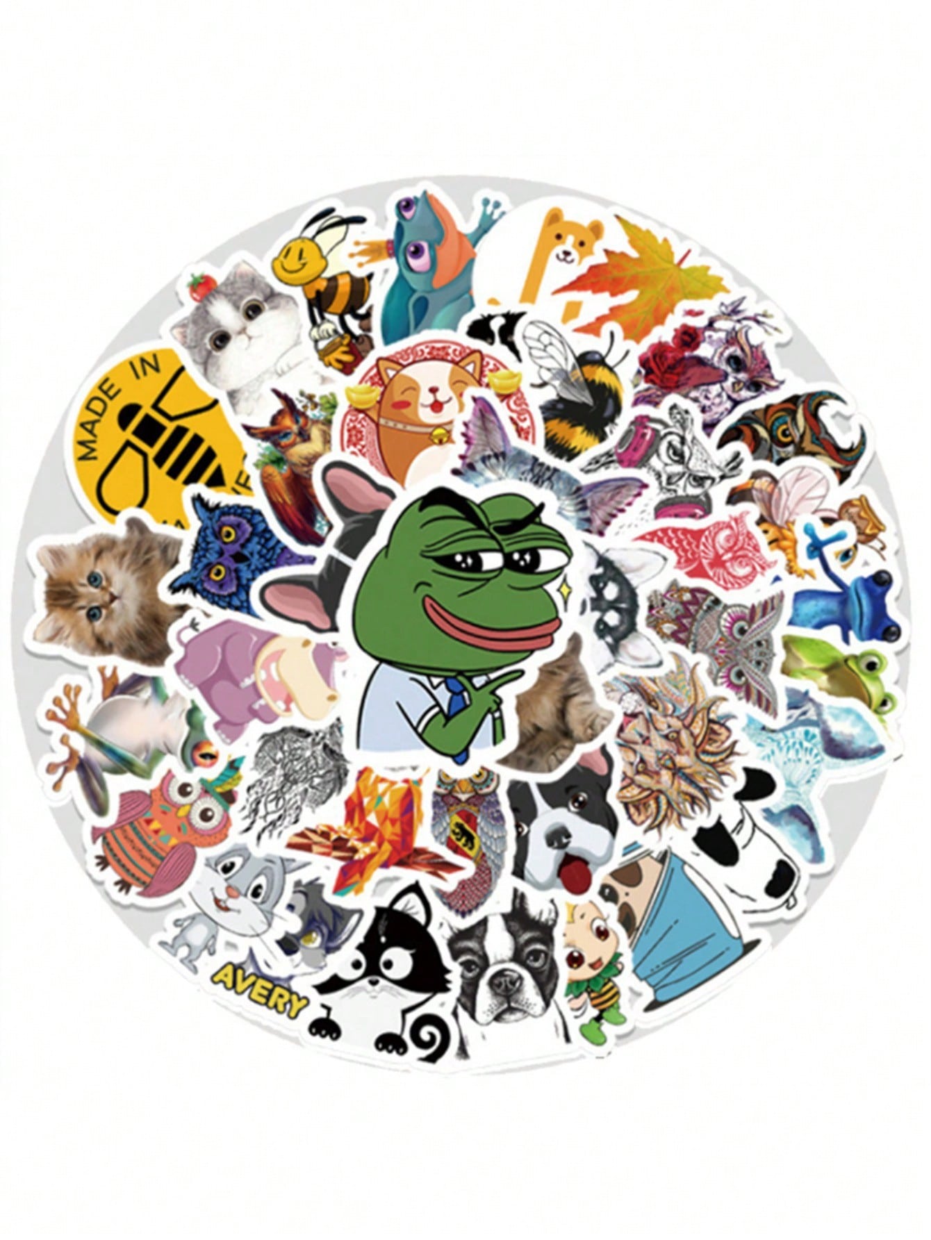 50PCS Art Illustration Popular Creative Cartoon Cute Animal Series Decorative Style Graffiti Stickers Personality Fashion Creative DIY Exquisite Decorative Decals Suitable For Cups, Helmets, Skateboards Popular Stickers Toys