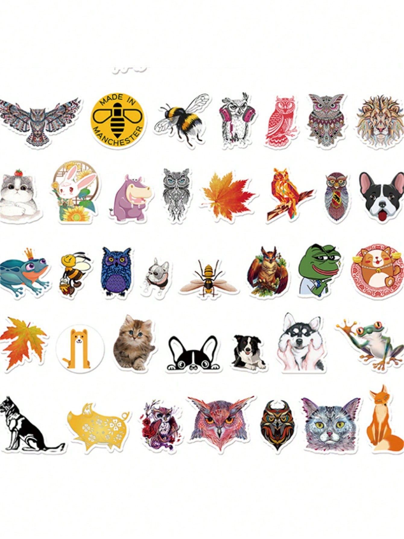 50PCS Art Illustration Popular Creative Cartoon Cute Animal Series Decorative Style Graffiti Stickers Personality Fashion Creative DIY Exquisite Decorative Decals Suitable For Cups, Helmets, Skateboards Popular Stickers Toys