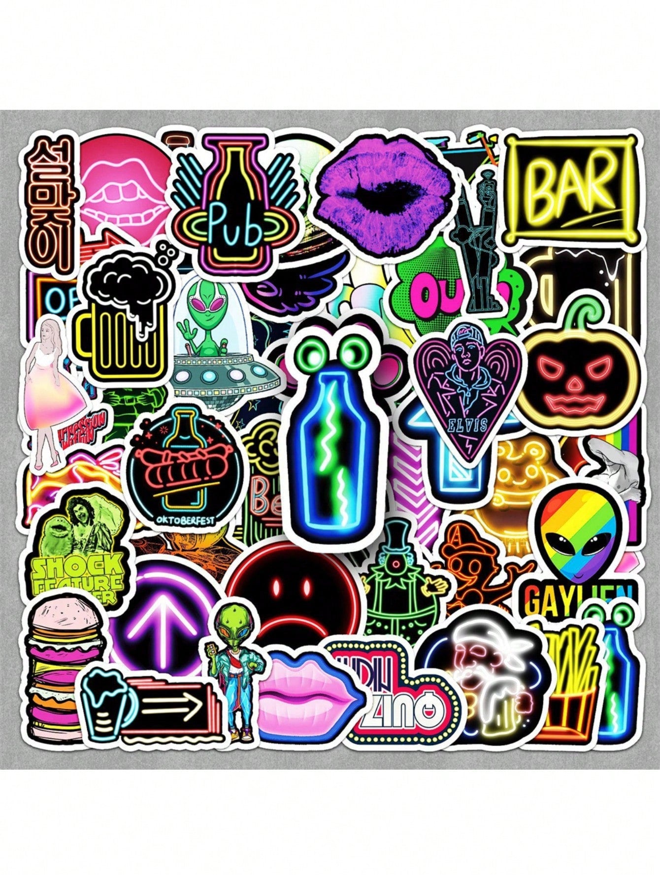 50PCS Art Illustration Popular Creative Cartoon Animation Neon Small Fresh Series Decorative Style Graffiti Stickers Personality Fashion Creative Trend DIY Exquisite Decorative Decals Suitable for Cups, Helmets, Skateboards Popular Stickers Toys