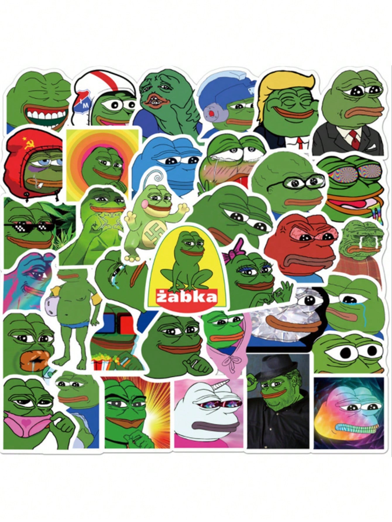 50PCS Art Illustration Popular Creative Cartoon Anime Sad Critters Frog Series Decorative Style Graffiti Stickers Personality Fashion Creative Trend DIY Exquisite Decorative Decals Suitable for Cups, Helmets, Skateboards Popular Stickers Toys