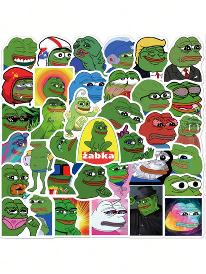 50PCS Art Illustration Popular Creative Cartoon Anime Sad Critters Frog Series Decorative Style Graffiti Stickers Personality Fashion Creative Trend DIY Exquisite Decorative Decals Suitable for Cups, Helmets, Skateboards Popular Stickers Toys