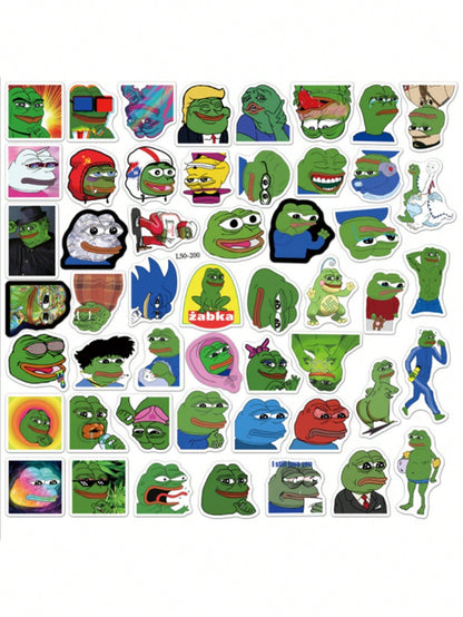 50PCS Art Illustration Popular Creative Cartoon Anime Sad Critters Frog Series Decorative Style Graffiti Stickers Personality Fashion Creative Trend DIY Exquisite Decorative Decals Suitable for Cups, Helmets, Skateboards Popular Stickers Toys