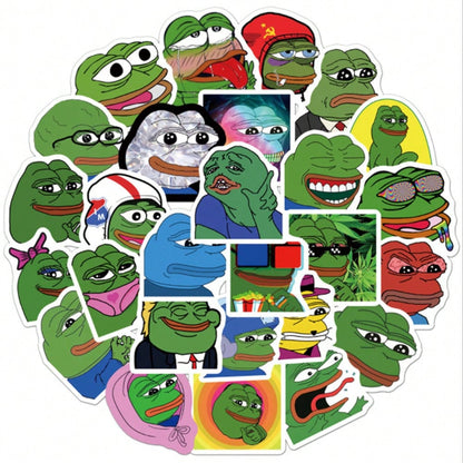 50PCS Art Illustration Popular Creative Cartoon Anime Sad Critters Frog Series Decorative Style Graffiti Stickers Personality Fashion Creative Trend DIY Exquisite Decorative Decals Suitable for Cups, Helmets, Skateboards Popular Stickers Toys
