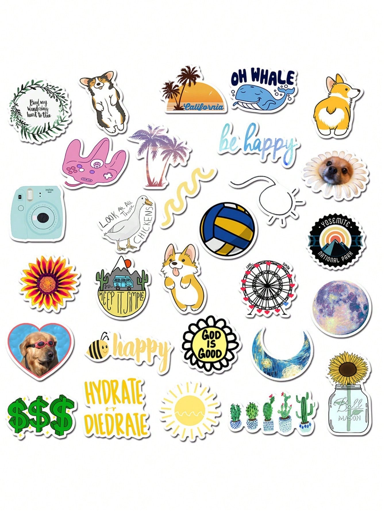 50PCS Art Illustration Popular Creative Cartoon Not Repeated Ins Wind Cute Fresh Series Decorative Style Graffiti Stickers Personality Fashion Creative Trend DIY Exquisite Decorative Decals Suitable for Cups, Helmets, Skateboards Popular Stickers Toys