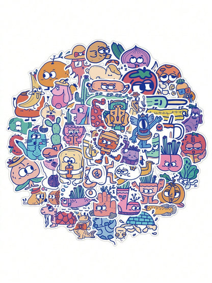 50PCS Art Illustration Popular Creative Cartoon Cute Anthropomorphic Food Series Decorative Style Graffiti Sticker Personality Fashion Creative Trend DIY Exquisite Decorative Decals Suitable for Cups, Helmets, Skateboards Popular Stickers Toys