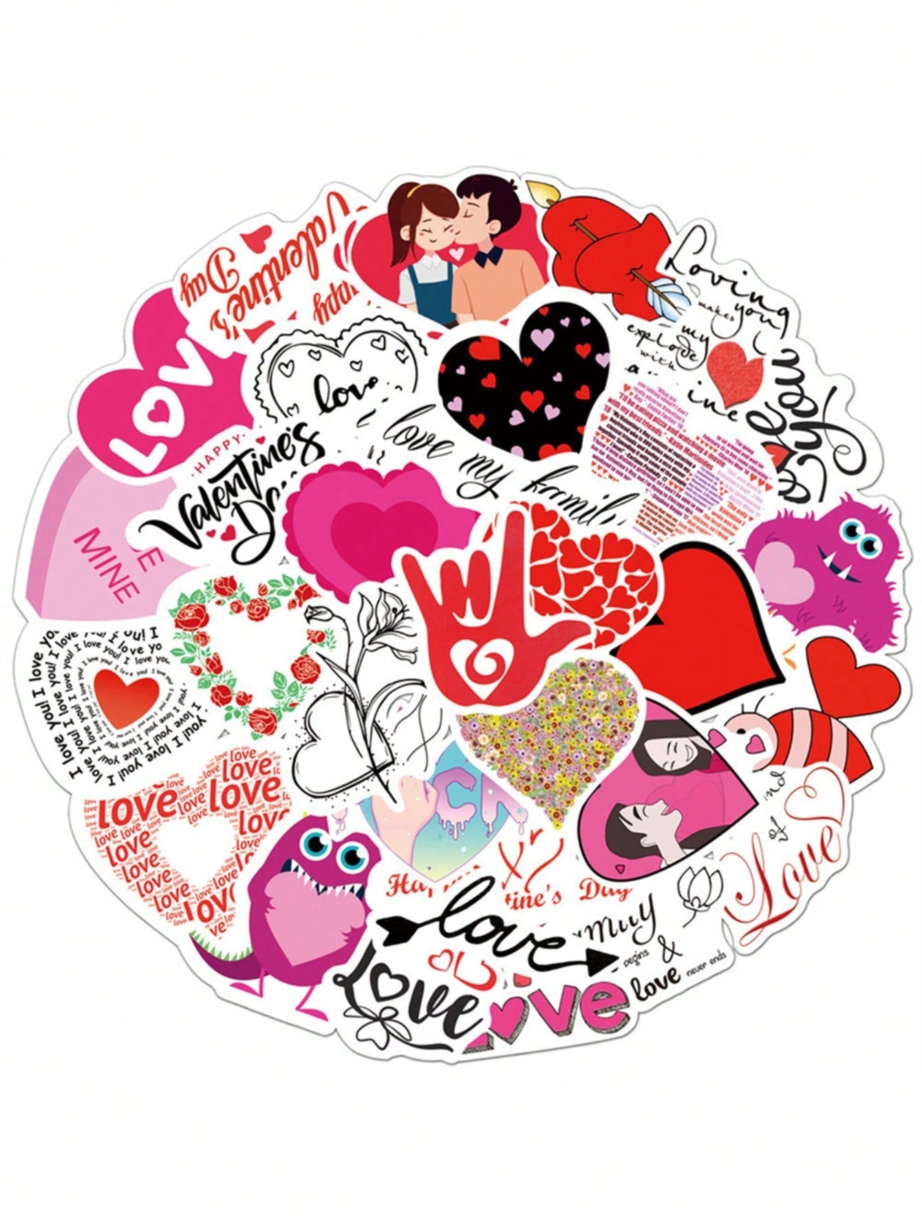 50PCS Art Illustration Popular Creative Cartoon Cute LOVE Love Series Decorative Style Graffiti Stickers Personality Fashion Creative Trend DIY Exquisite Decorative Decals Suitable for Cups, Helmets, Skateboards Popular Stickers Toys
