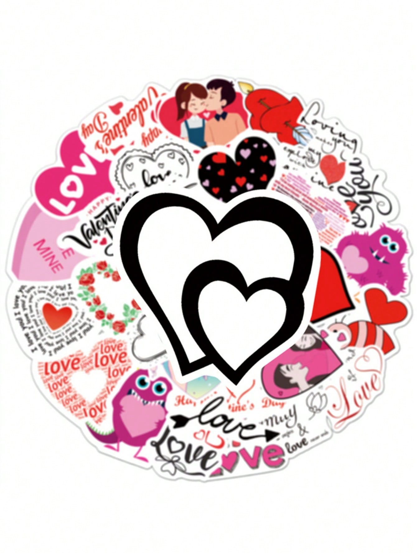 50PCS Art Illustration Popular Creative Cartoon Cute LOVE Love Series Decorative Style Graffiti Stickers Personality Fashion Creative Trend DIY Exquisite Decorative Decals Suitable for Cups, Helmets, Skateboards Popular Stickers Toys