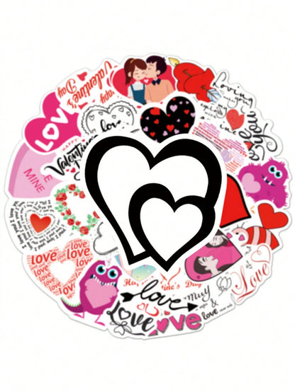 50PCS Art Illustration Popular Creative Cartoon Cute LOVE Love Series Decorative Style Graffiti Stickers Personality Fashion Creative Trend DIY Exquisite Decorative Decals Suitable for Cups, Helmets, Skateboards Popular Stickers Toys