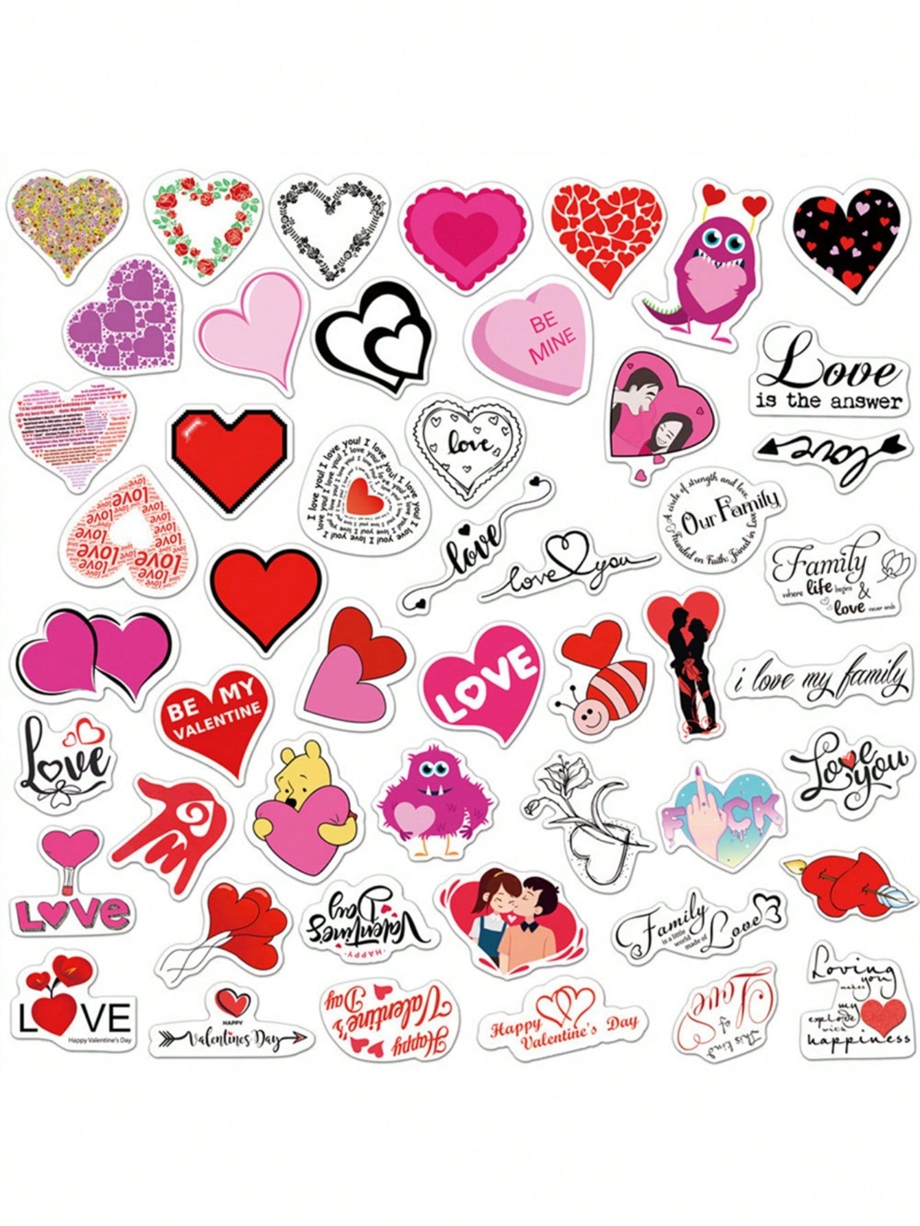 50PCS Art Illustration Popular Creative Cartoon Cute LOVE Love Series Decorative Style Graffiti Stickers Personality Fashion Creative Trend DIY Exquisite Decorative Decals Suitable for Cups, Helmets, Skateboards Popular Stickers Toys
