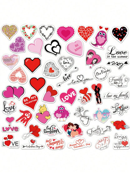50PCS Art Illustration Popular Creative Cartoon Cute LOVE Love Series Decorative Style Graffiti Stickers Personality Fashion Creative Trend DIY Exquisite Decorative Decals Suitable for Cups, Helmets, Skateboards Popular Stickers Toys