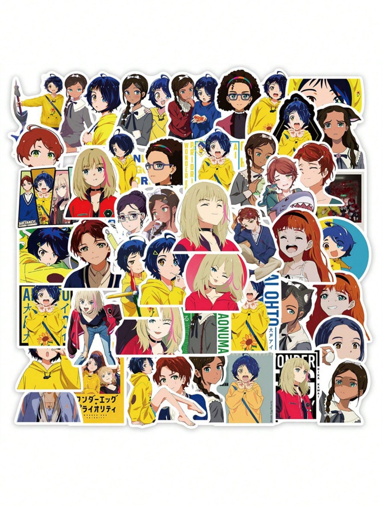 50PCS Art Illustration Popular Creative Cartoon Cute Weird Egg Story Character Series Decorative Style Graffiti Sticker Personality Fashion Creative Trend DIY Exquisite Decorative Decals Suitable for Cups, Helmets, Skateboards Popular Stickers Toys