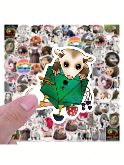 50PCS Art Illustration Popular Creative Cartoon Animal Possum Family Series Decorative Style Graffiti Stickers Personality Fashion Creative DIY Exquisite Decorative Decals Suitable For Cups, Helmets, Skateboards Popular Stickers Toys