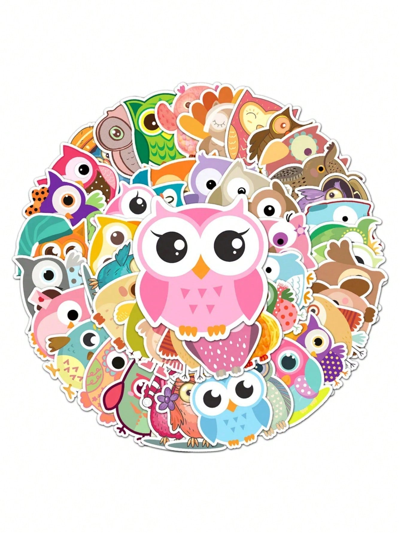 50PCS Art Illustration Popular Creative Cartoon Owl Animal Series Decorative Style Graffiti Stickers Personalised Fashion Creative DIY Exquisite Decorative Decals Suitable For Cups, Helmets, Skateboards Popular Stickers Toys