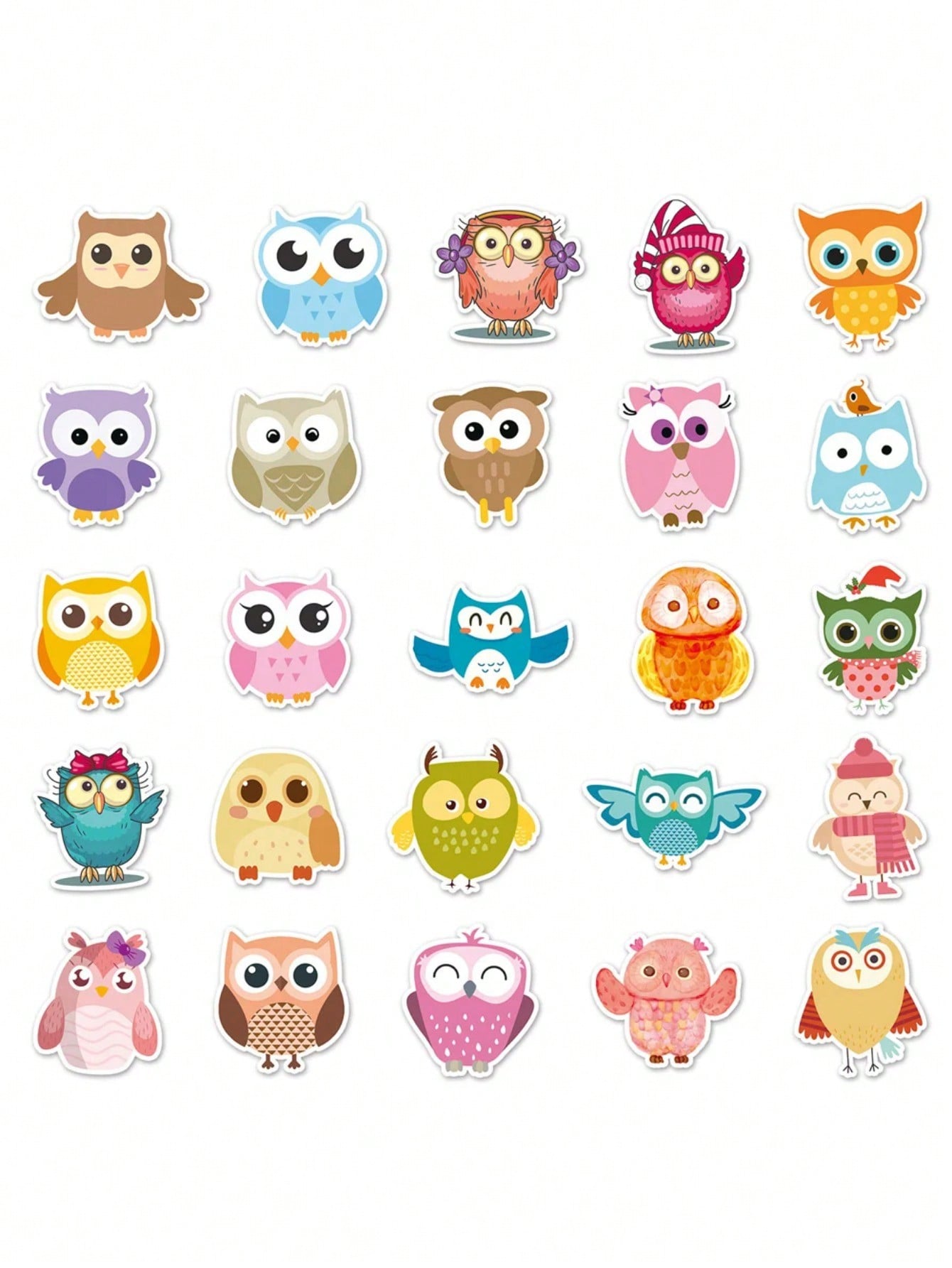 50PCS Art Illustration Popular Creative Cartoon Owl Animal Series Decorative Style Graffiti Stickers Personalised Fashion Creative DIY Exquisite Decorative Decals Suitable For Cups, Helmets, Skateboards Popular Stickers Toys