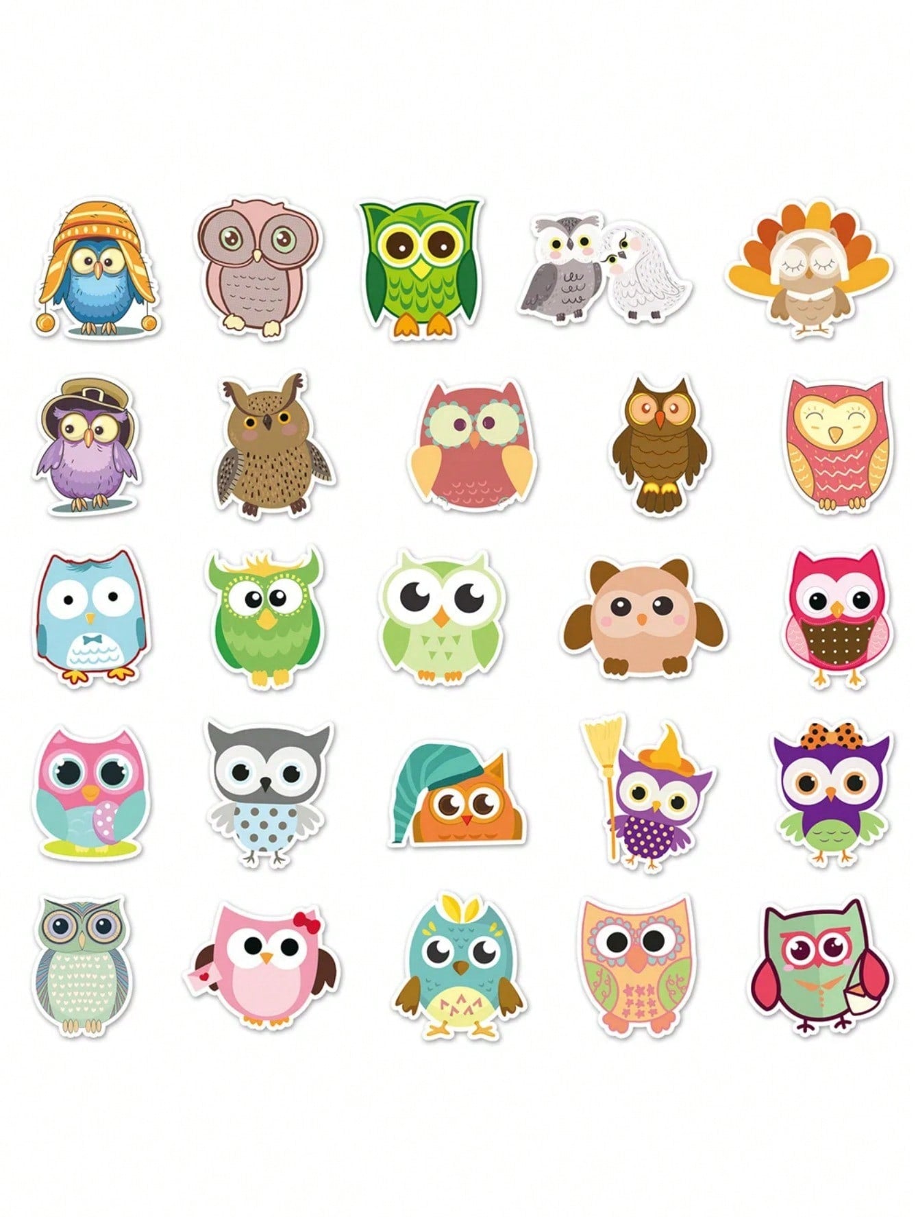 50PCS Art Illustration Popular Creative Cartoon Owl Animal Series Decorative Style Graffiti Stickers Personalised Fashion Creative DIY Exquisite Decorative Decals Suitable For Cups, Helmets, Skateboards Popular Stickers Toys