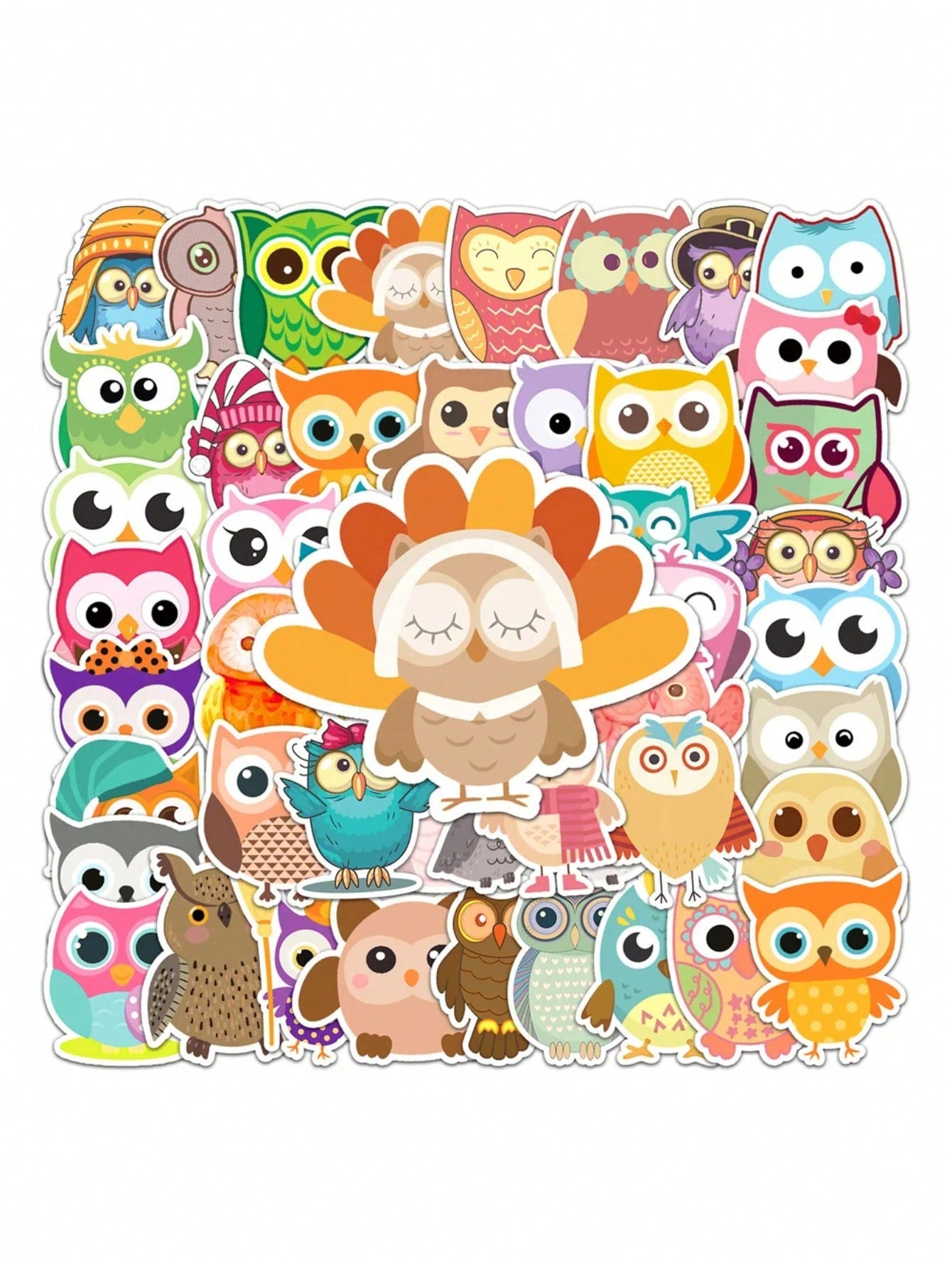 50PCS Art Illustration Popular Creative Cartoon Owl Animal Series Decorative Style Graffiti Stickers Personalised Fashion Creative DIY Exquisite Decorative Decals Suitable For Cups, Helmets, Skateboards Popular Stickers Toys