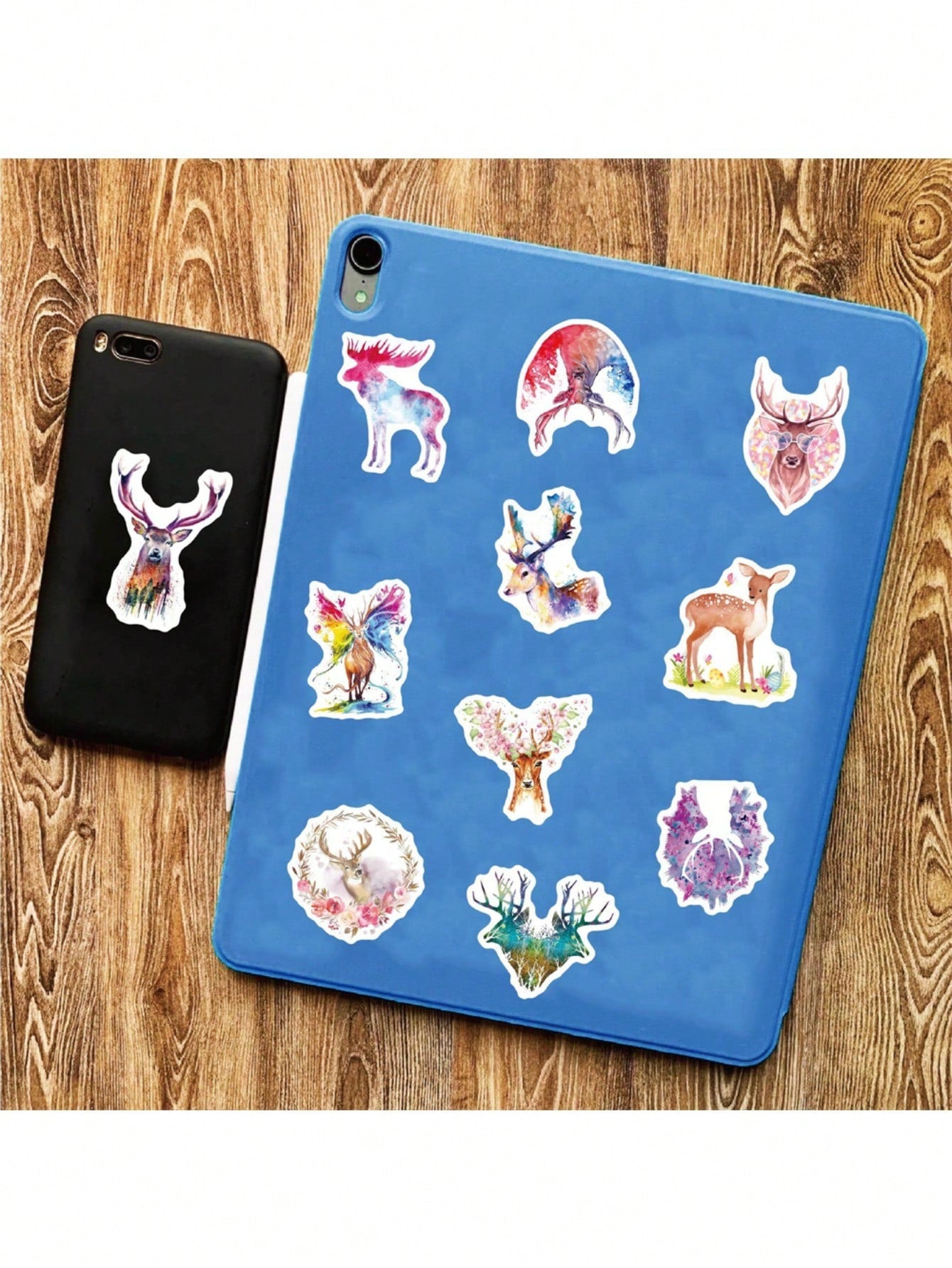 50PCS Art Illustration Popular Creative Cartoon Cute Animal Watercolour Moose Series Decorative Style Graffiti Sticker Personality Fashion Creative DIY Exquisite Decorative Decals Suitable For Cups, Helmets, Skateboards Popular Stickers Toys