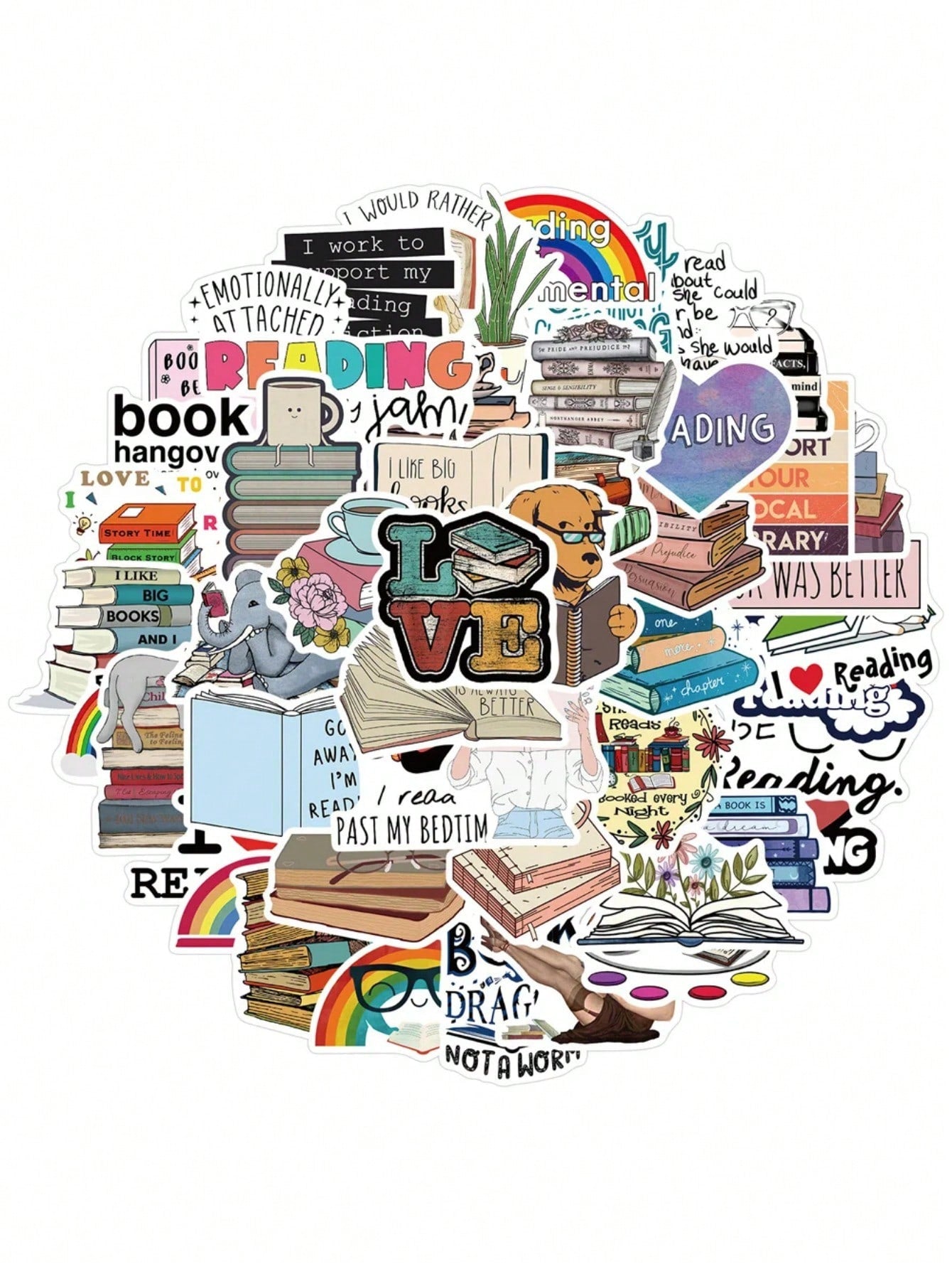 50PCS Art Illustration Popular Creative Cartoon Animation Book Text Reading Series Decorative Style Graffiti Stickers Personality Fashion Creative DIY Exquisite Decorative Decals Suitable For Cups, Helmets, Skateboards Popular Stickers Toys