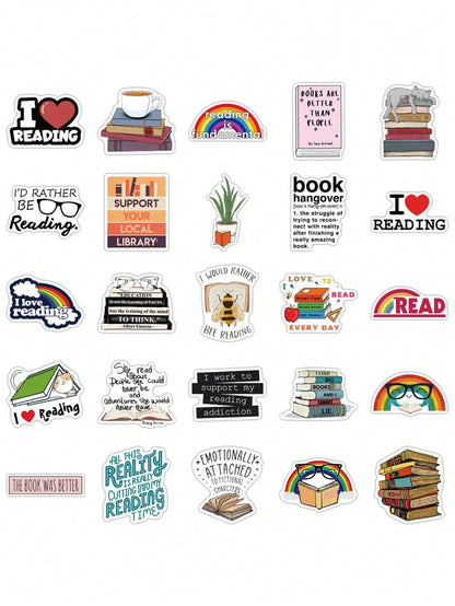 50PCS Art Illustration Popular Creative Cartoon Animation Book Text Reading Series Decorative Style Graffiti Stickers Personality Fashion Creative DIY Exquisite Decorative Decals Suitable For Cups, Helmets, Skateboards Popular Stickers Toys