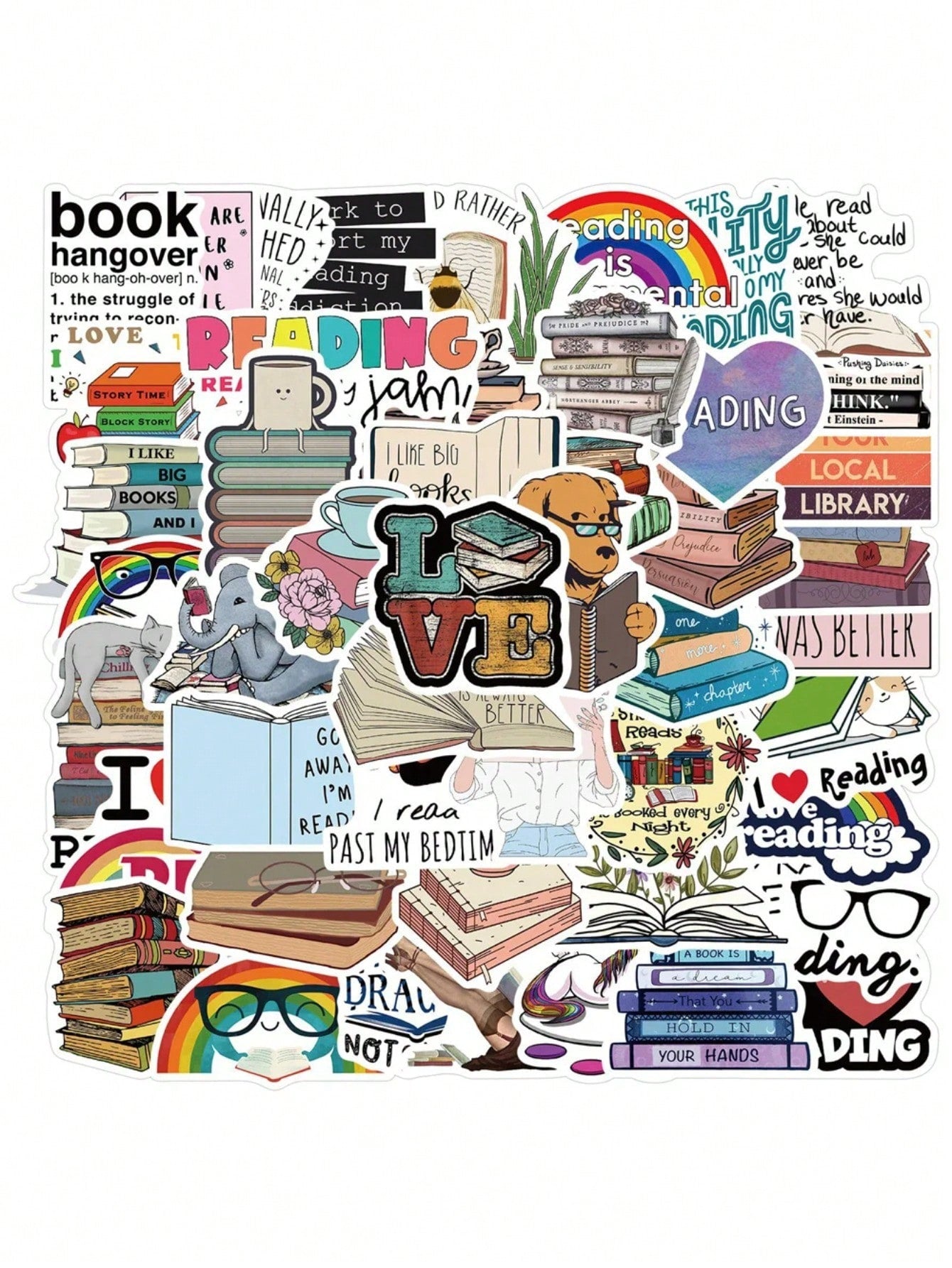50PCS Art Illustration Popular Creative Cartoon Animation Book Text Reading Series Decorative Style Graffiti Stickers Personality Fashion Creative DIY Exquisite Decorative Decals Suitable For Cups, Helmets, Skateboards Popular Stickers Toys