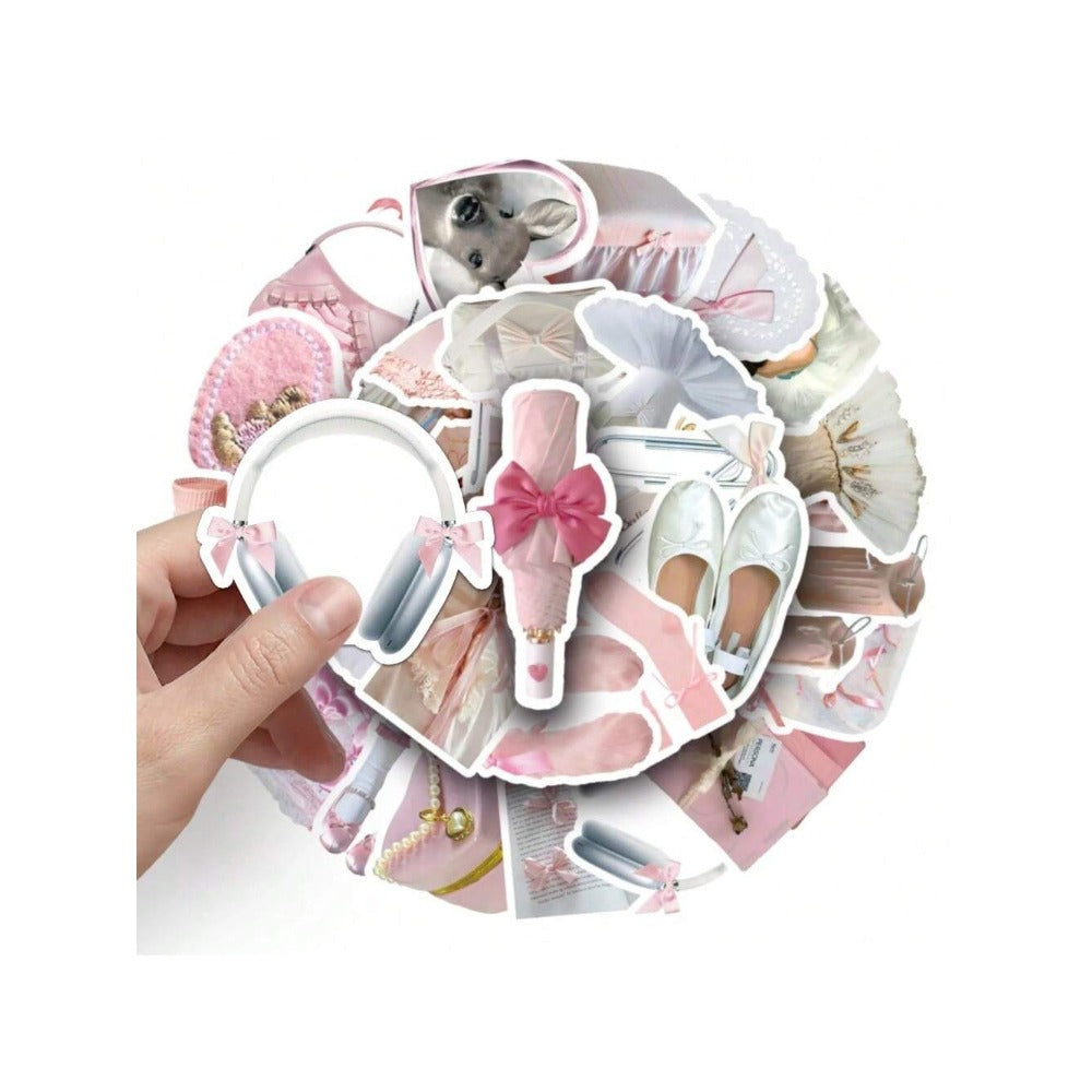 50PCS Cartoon Ballet-Style Doodle Stickers Exquisite and Fashionable DIY Creative Decorative Decals Suitable for Helmets, Laptops, Skateboards, Water Bottles, and Stationery Cases