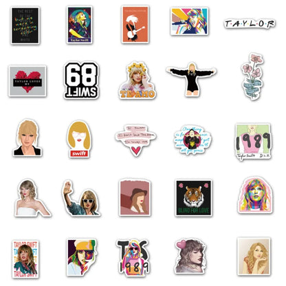 50PCS Taylor Swift Music Album Merchandise Stickers Featuring Popular European and American Singer Perfect for Decorating Luggage, Laptops, Skateboards, Water Bottles, Stationery Cases, and Desktops