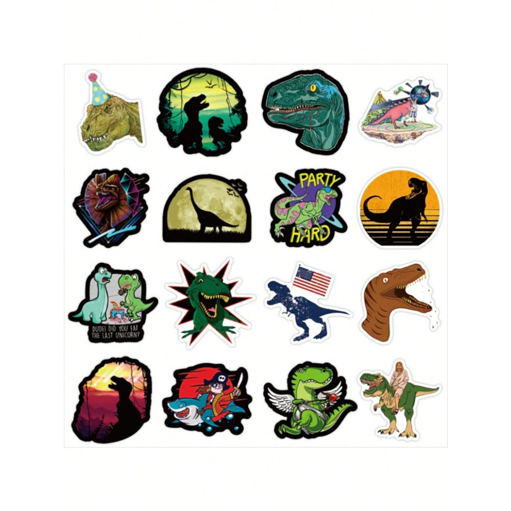 50PCS Cartoon Dinosaur World Doodle Stickers Exquisite, Stylish & Creative DIY Decorative Stickers for Notebooks Suitable for Cups, Helmets, Skateboards, Fridges & Stationery Boxes