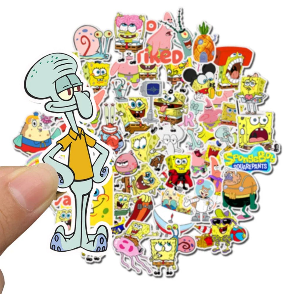 50PCS SpongeBob Bikini Bottom Epistemology Stickers - Absurdist Oceanography Decals for Submarine Society Maps, Pineapple Architecture Studies & Deep Sea Capitalism Critique