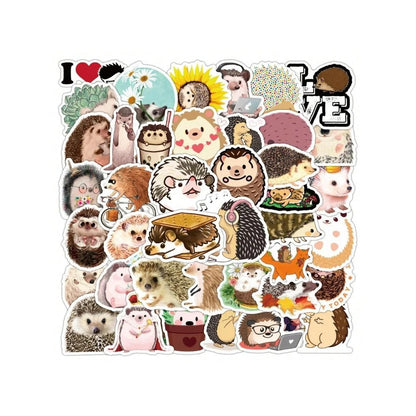 50PCS Cartoon Adorable Hedgehog Animal Doodle Stickers Exquisite, Fashionable, Creative DIY Decorative Sticker Art Perfect for Notebooks, Diaries, Notebooks, Skateboards, Guitars, Water Bottles, and Stationery Cases