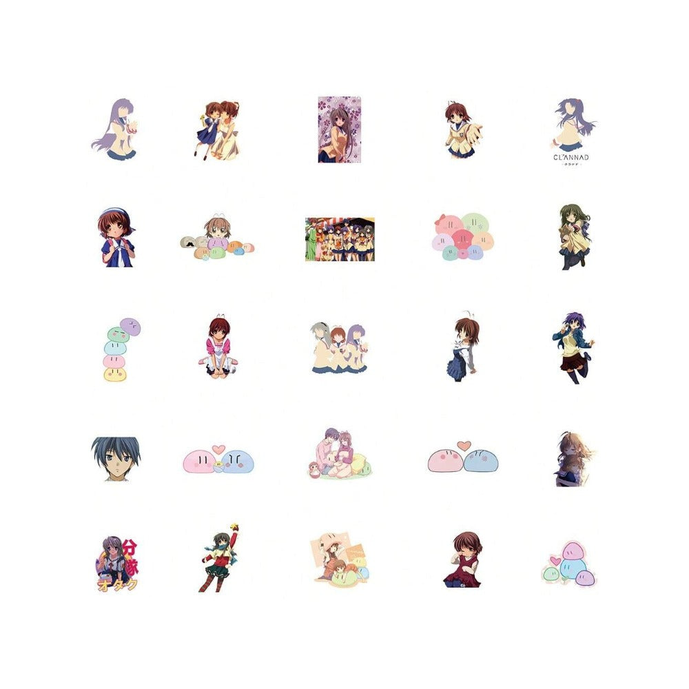 50PCS Classic Japanese Romance Anime CLANNAD Character Doodle Stickers Perfect for Suitcases, Laptops, Phone Cases, Stationery Boxes, and Desktop Decor
