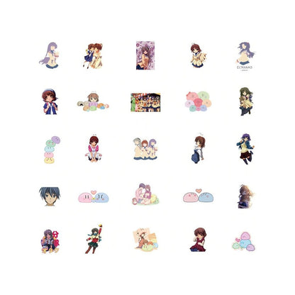 50PCS Classic Japanese Romance Anime CLANNAD Character Doodle Stickers Perfect for Suitcases, Laptops, Phone Cases, Stationery Boxes, and Desktop Decor