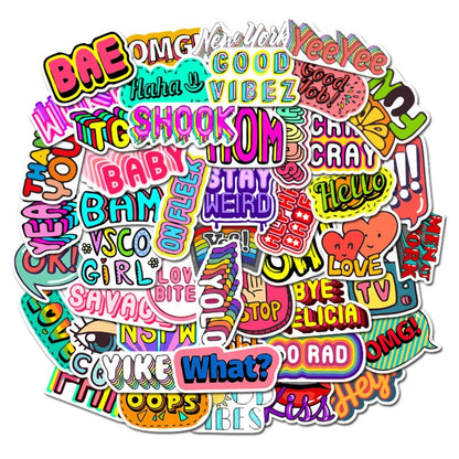 50PCS Cartoon English Alphabet Doodle Stickers Perfect for Suitcases, Laptops, Skateboards, Water Bottles, Stationery Boxes Exquisite DIY Journal Decorative Decals